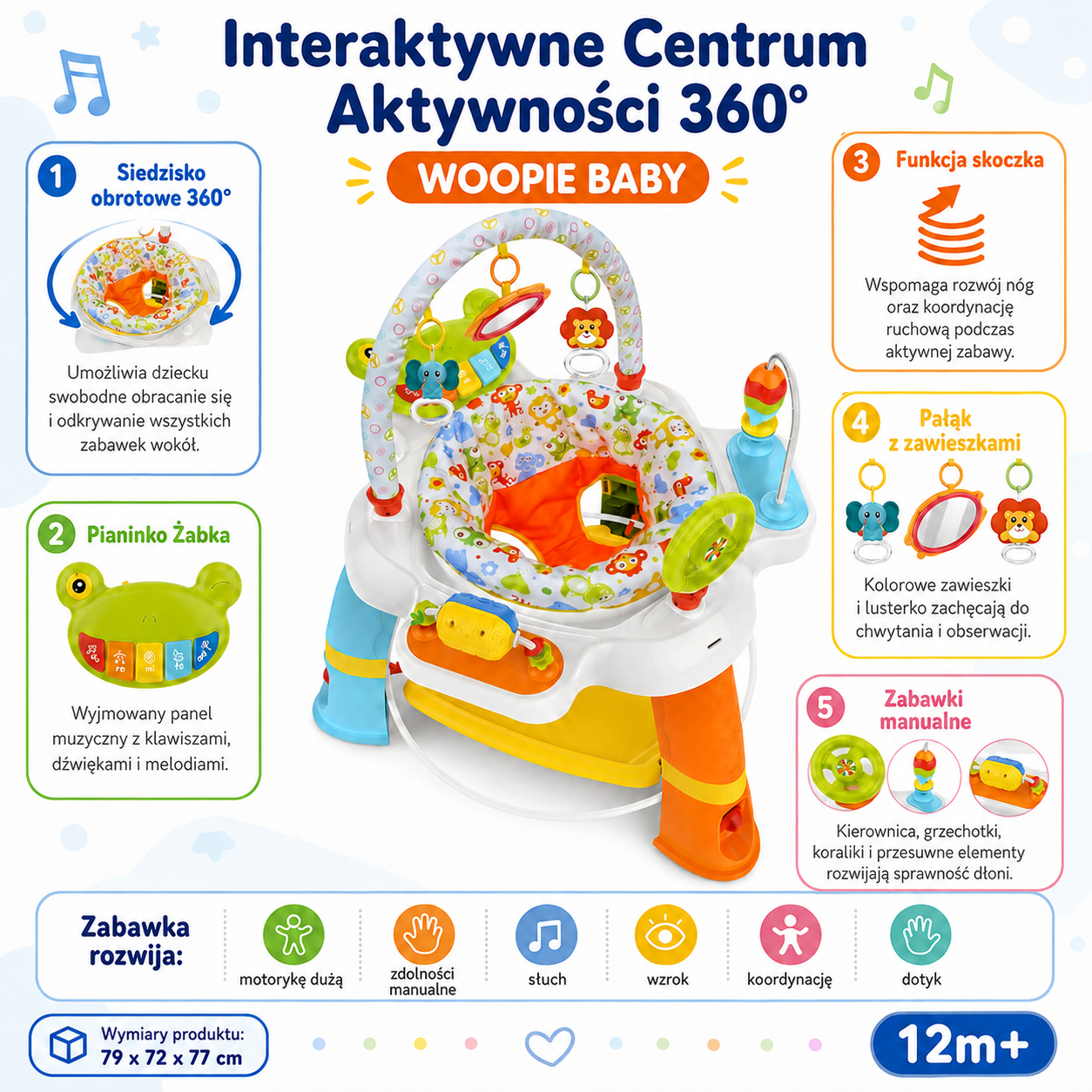 3-WOOPIE BABY Siedzisko Obrotowe Interaktywne Centrum Aktywności 12m+-3