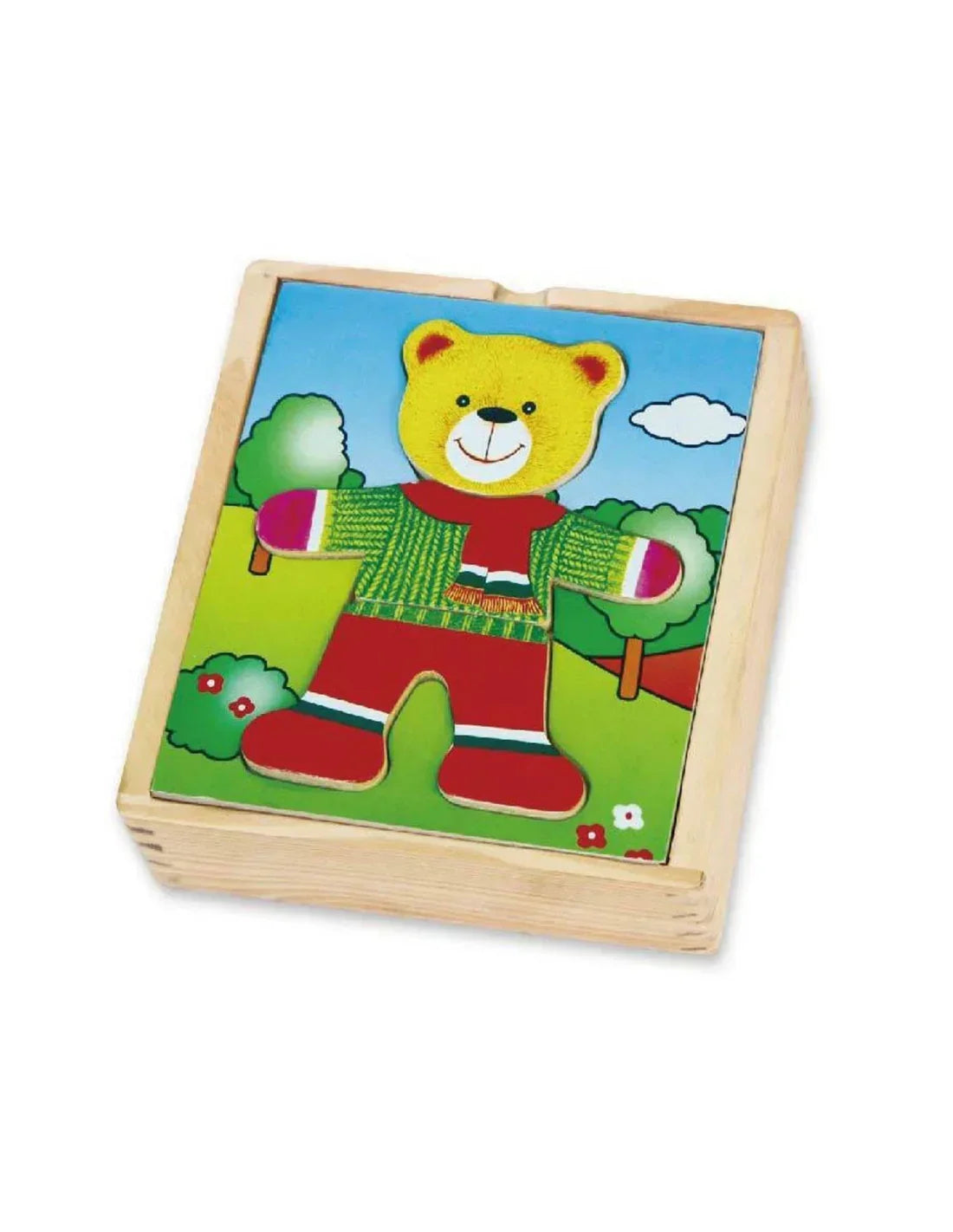 4-VIGA Drewniane Puzzle Układanka Edukacyjna Ubierz Misia Chłopca-4