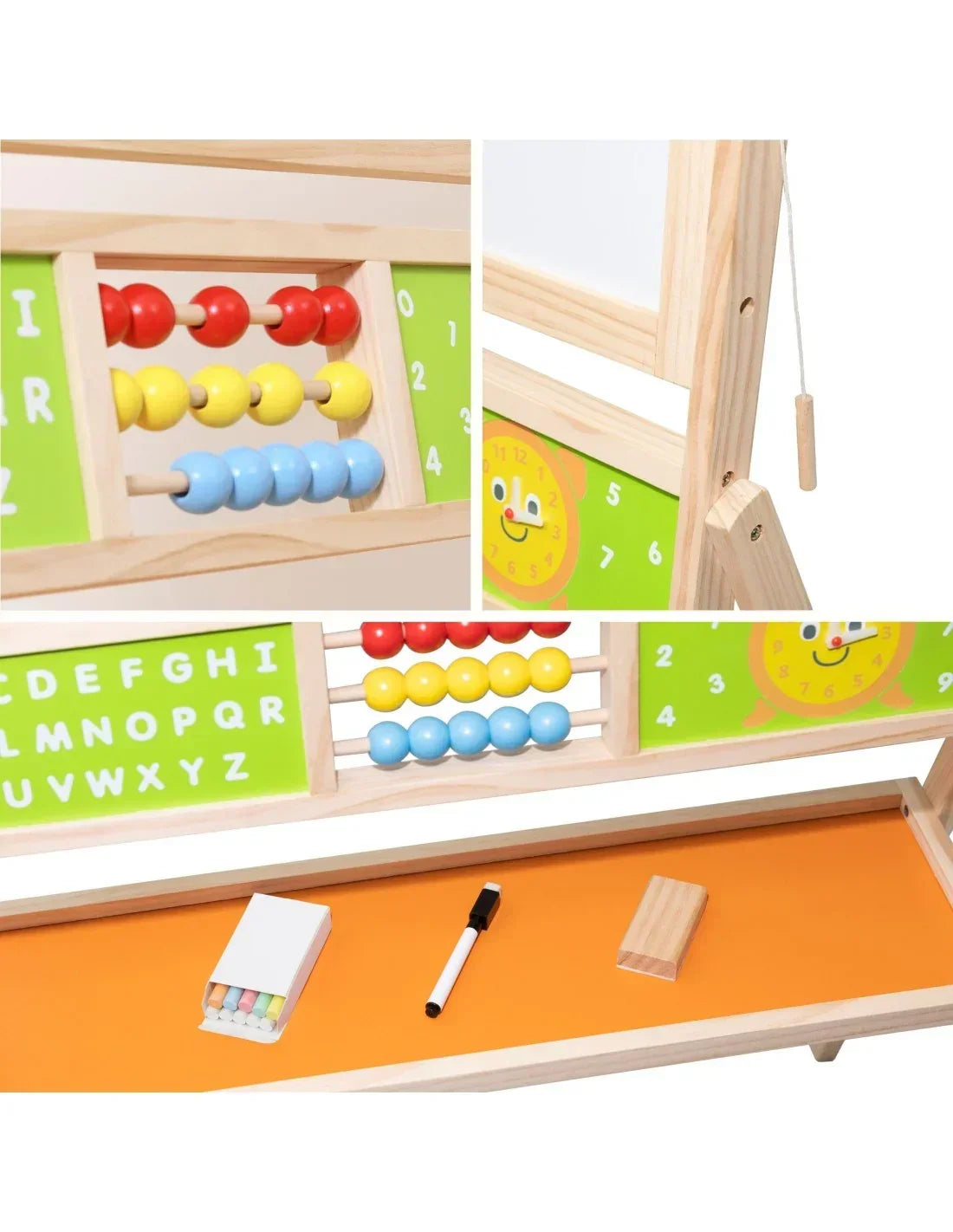 Drewniana tablica edukacyjna 2w1 Montessori dla dzieci - zabawki-dla-dziewczynki