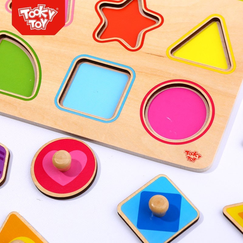 6-TOOKY TOY Puzzle Układanka Montessori Nauka Kształtów z Pinezkami-6
