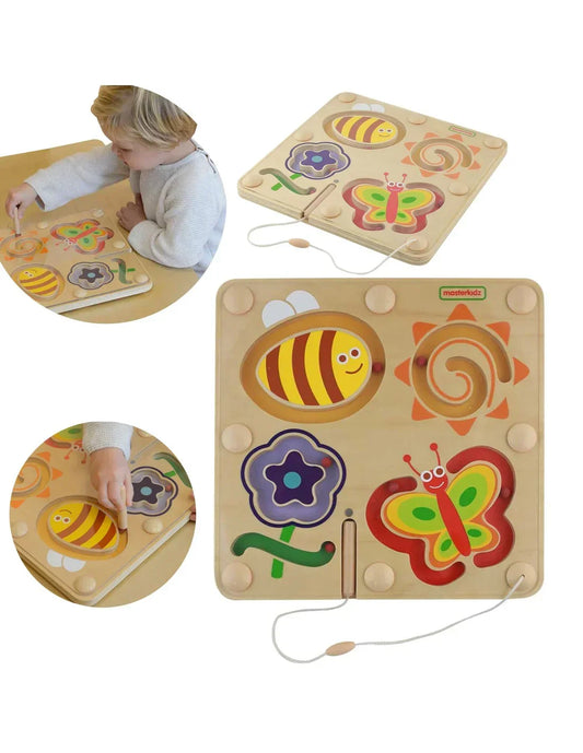 MASTERKIDZ magnetyczny labirynt „Świat Owadów” drewniana tablica edukacyjna Montessori - zabawki-dla-dziewczynki