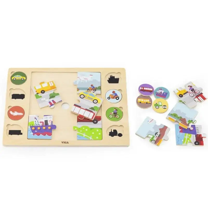 Drewniane puzzle edukacyjne z pojazdami dla dzieci, idealne zabawki - zabawki-dla-dziewczynki