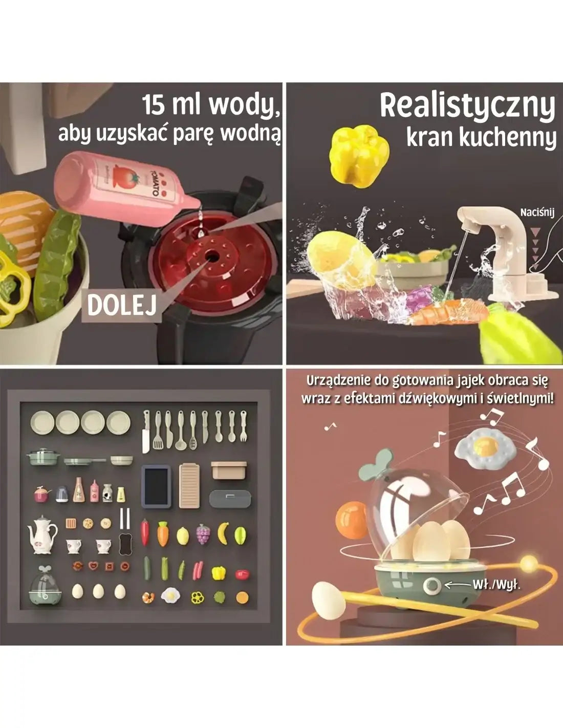 Zabawka kuchnia WOOPIE 88 el. z kranem i realistycznymi efektami
