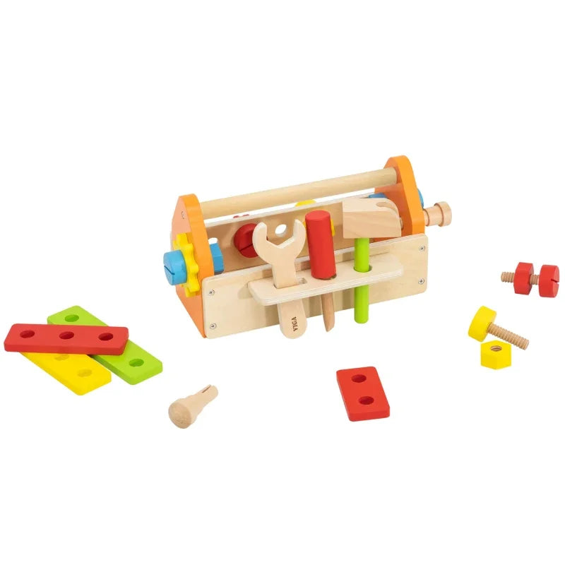 Viga Skrzynka Na Narzędzia Zestaw Drewniany - zabawki-dla-dziewczynki