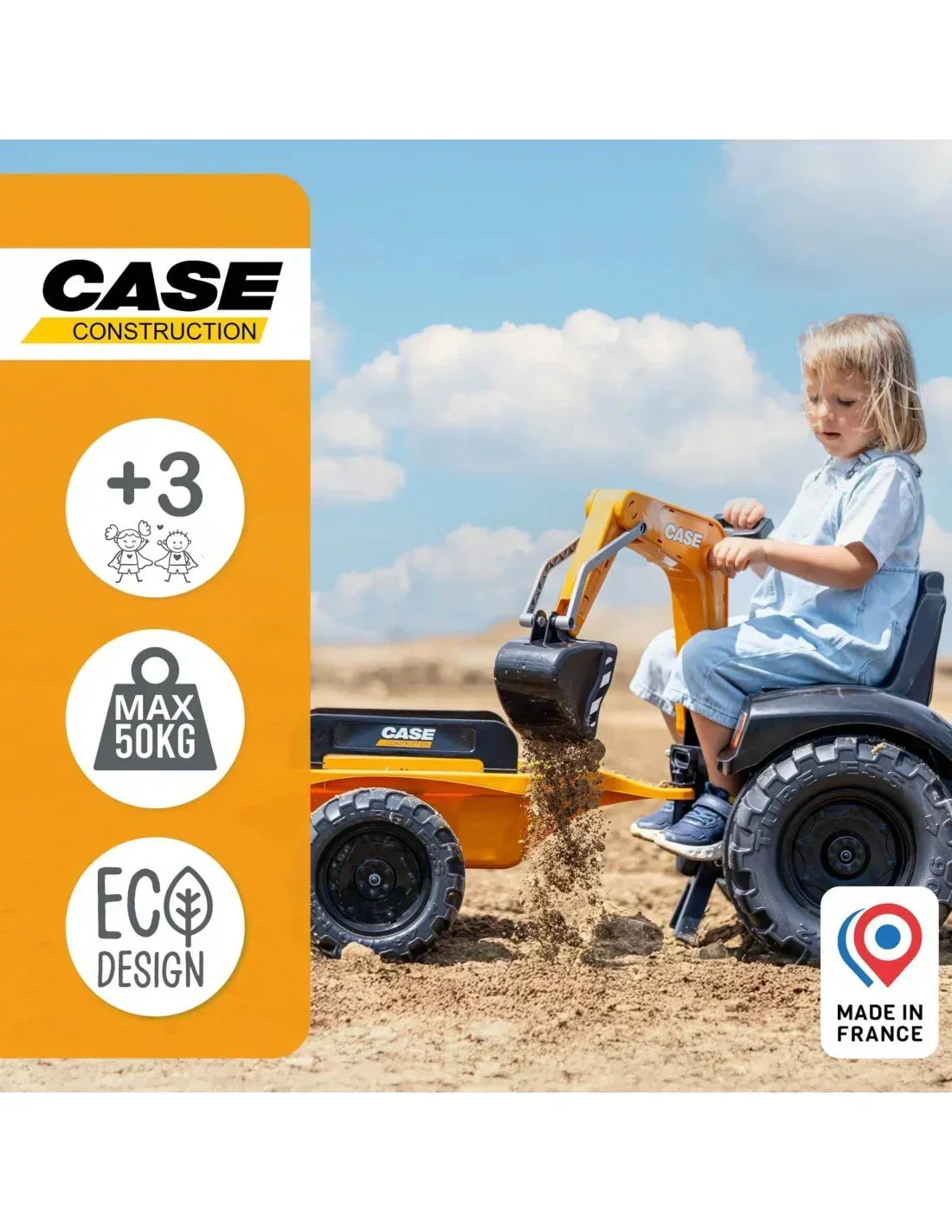 Ekologiczny traktor Falk CE z obrotowym fotelem 360° i przednią ładowarką - zabawki-dla-dziewczynki
