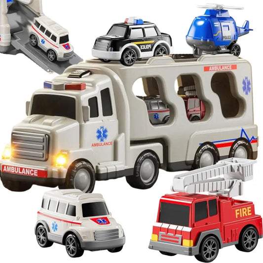 WOOPIE Laweta Drogowa zestaw 5 Aut - Ambulans - zabawki-dla-dziewczynki