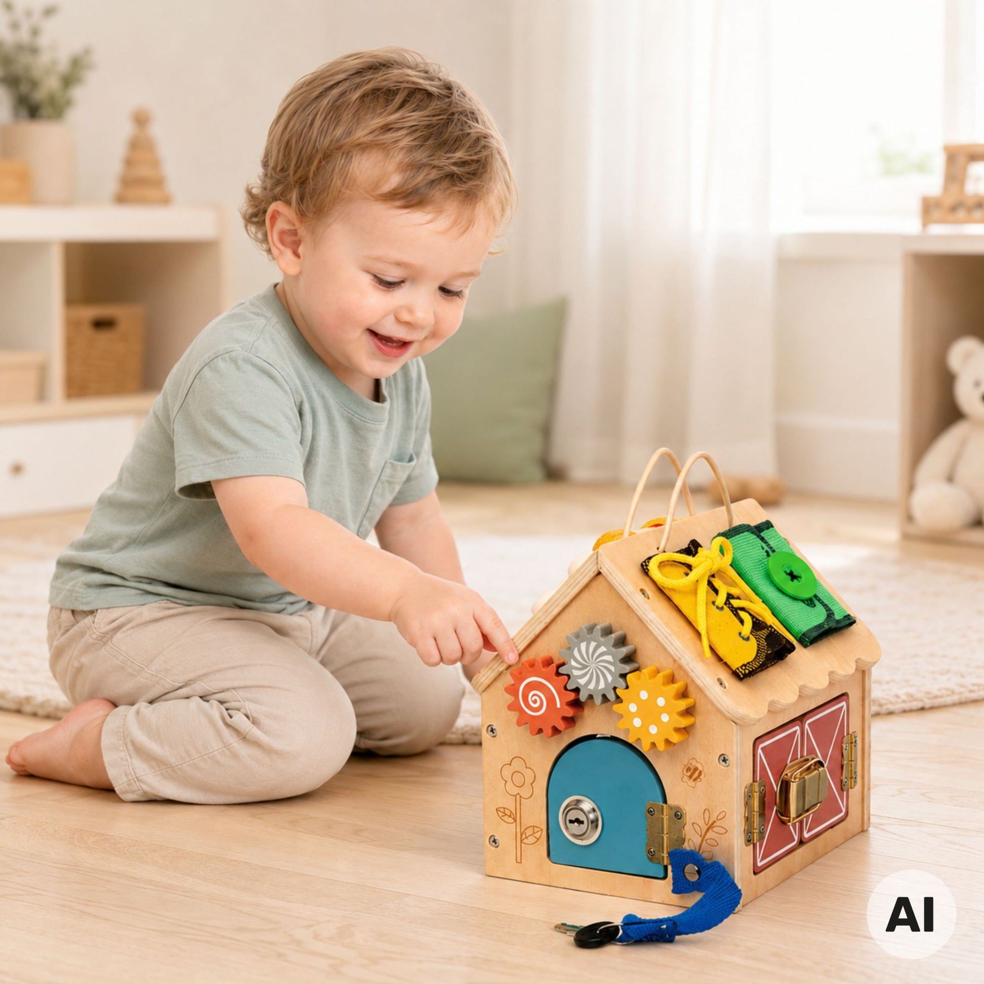 2-TOOKY TOY Drewniany Domek Manipulacyjny-2