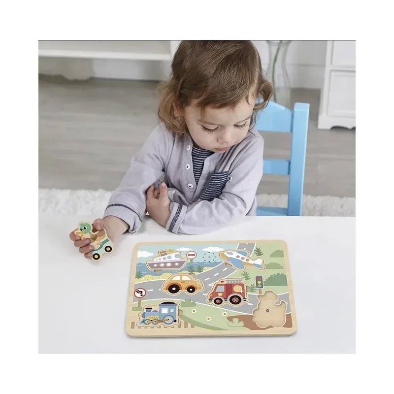 Interaktywne puzzle TOOKY TOY pojazdy dla dzieci - zabawki-dla-dziewczynki