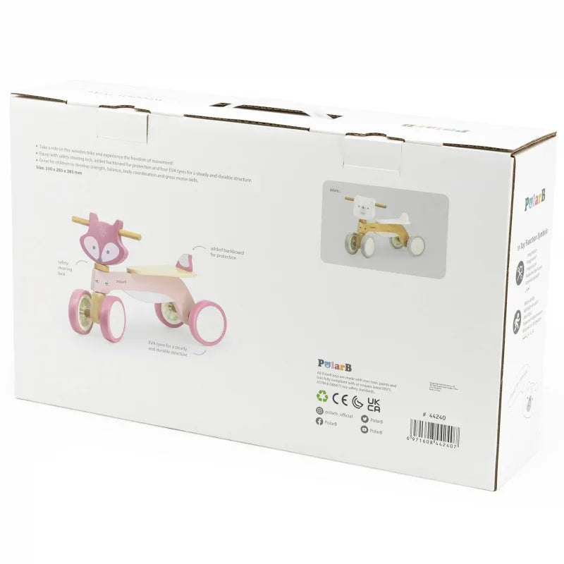 VIGA PolarB Drewniany Jeździk Lisek Miękkie Koła - zabawki-dla-dziewczynki