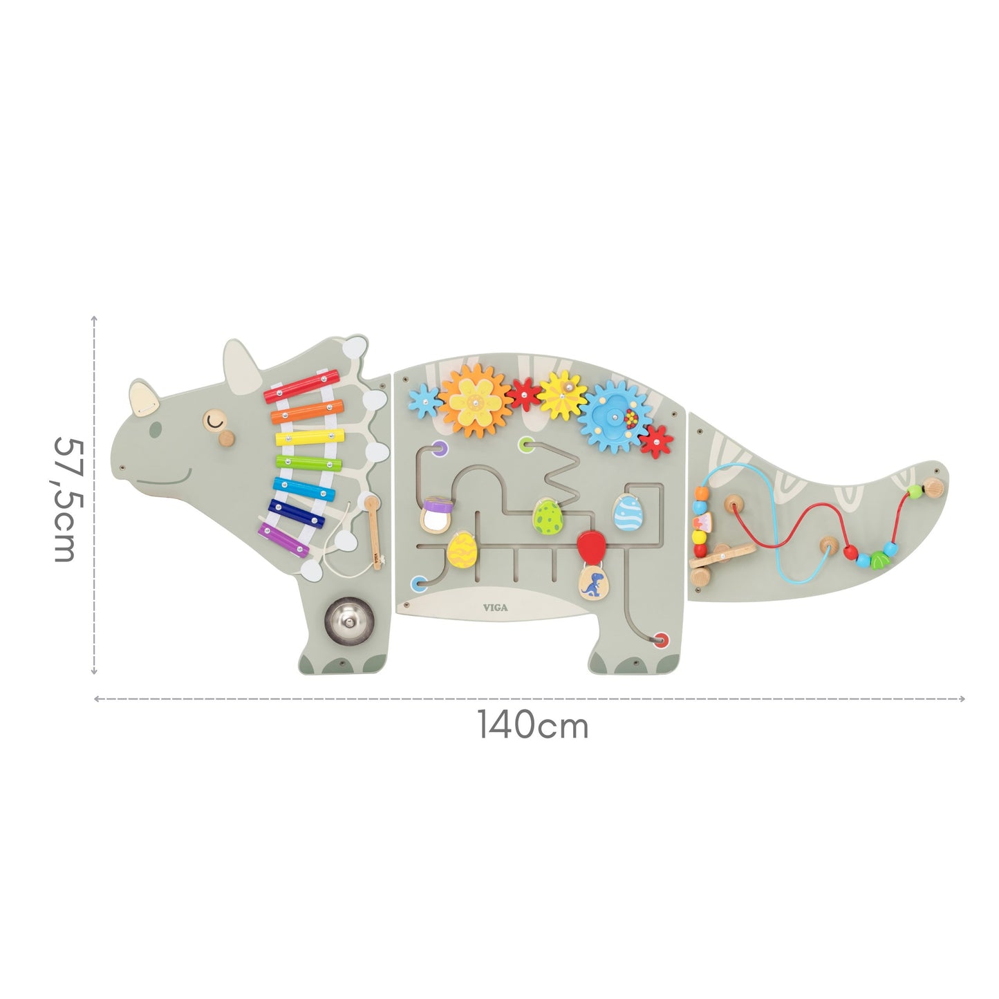 7-VIGA Ścienny Panel Aktywności Dinozaur Triceratops Tablica 18m+-7