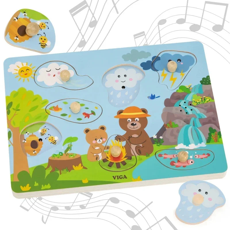 VIGA Odkrywamy Naturę puzzle dla dzieci z dźwiękiem zwierząt - zabawki-dla-dziewczynki