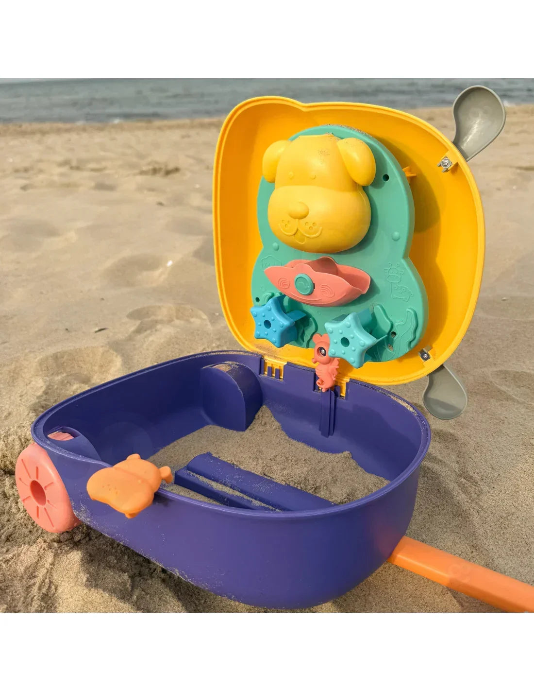 Zabawka do piasku dla dziewczynki, kolorowy zestaw z motywem psa na plaży zabawki-dla-dziewczynki