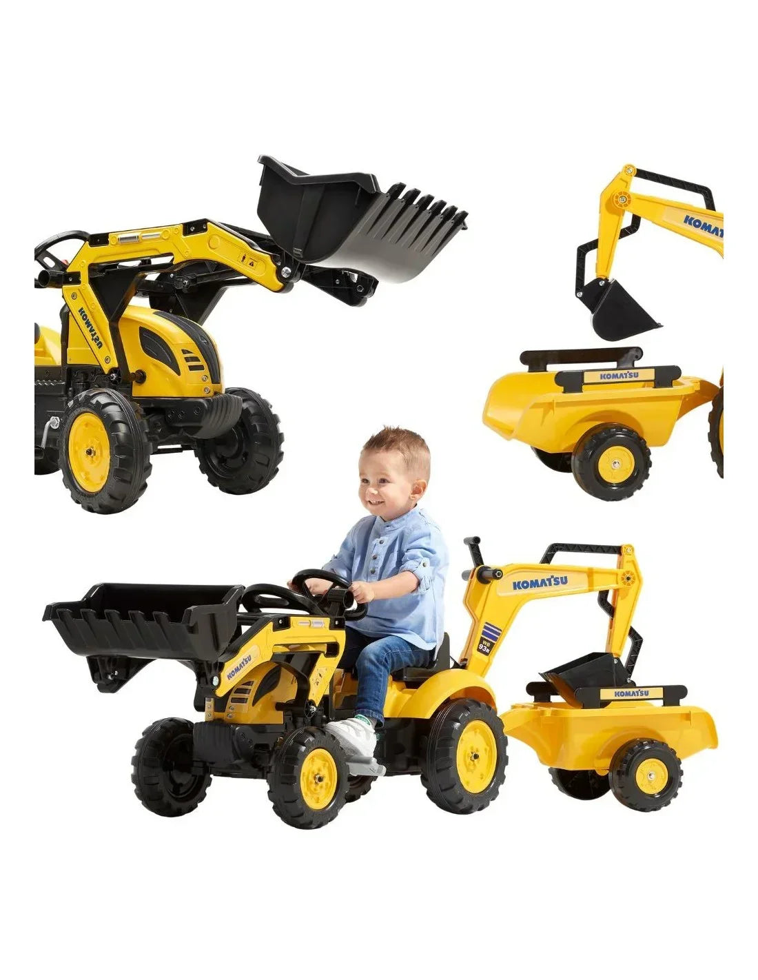 FALK traktor na pedały Komatsu dla dzieci 2-5 lat z łyżką i koparką - zabawki-dla-dziewczynki
