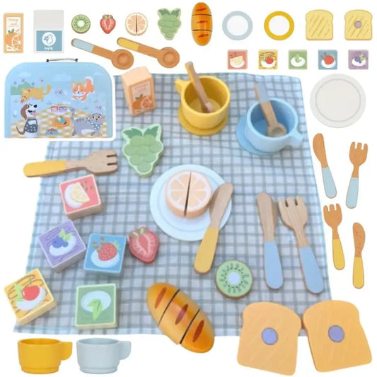 TOOKY TOY Zestaw Piknikowy Owoce do Krojenia Zestaw Śniadaniow - zabawki-dla-dziewczynki