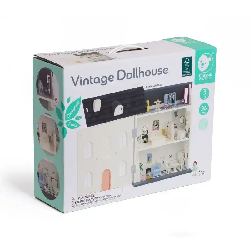 CLASSIC WORLD vintage domek dla lalek drewniany - zabawki-dla-dziewczynki