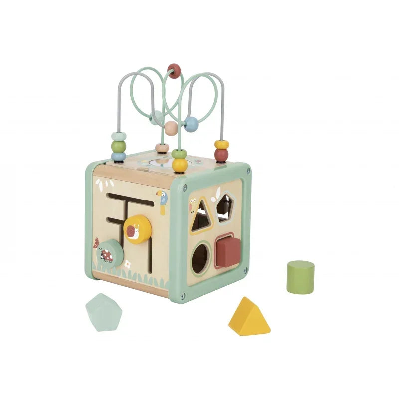 Drewniana zabawka WOOPIE GREEN kostka aktywności sorter Montessori - zabawki-dla-dziewczynki