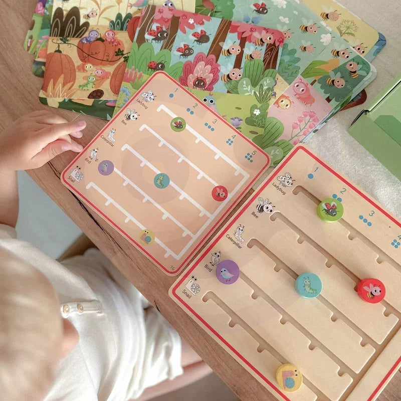 Drewniana gra TOOKY TOY Nauka Liczenia dla dzieci z kolorowymi zwierzątkami - zabawki-dla-dziewczynki