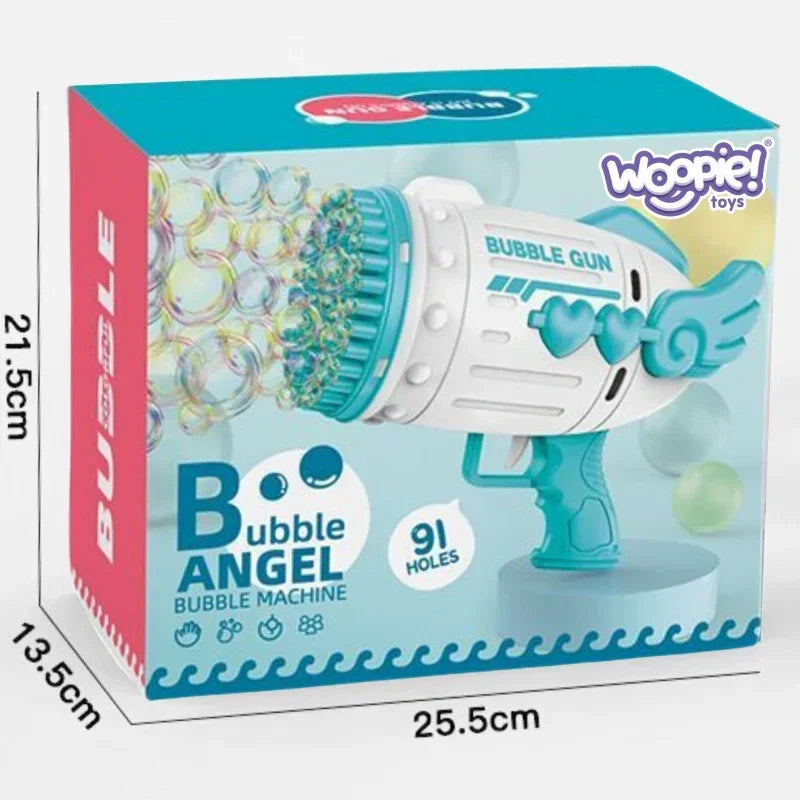 Niebieski pistolet WOOPIE do robienia baniek mydlanych - zabawki-dla-dziewczynki