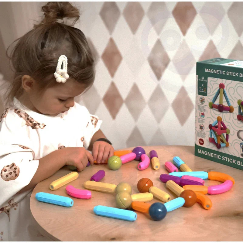 WOOPIE Magnetyczne Klocki Konstrukcyjne Edukacyjne Duże Grube 28 el. - zabawki-dla-dziewczynki