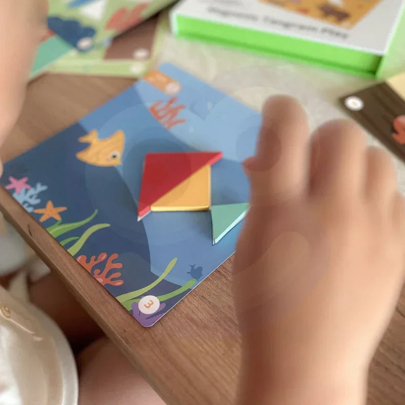 TOOKY TOY Tangram dla dzieci figury geometryczne 18 elementów TOOKY TOY Tangram układanka edukacyjna - zabawki-dla-dziewczynki