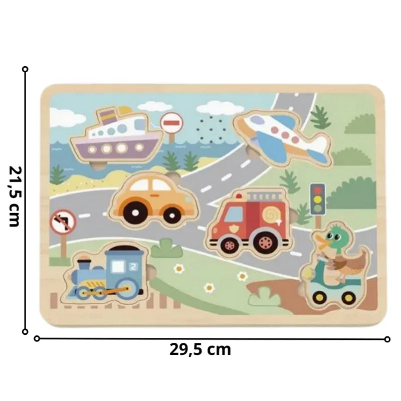 TOOKY TOY Drewniana zabawka puzzle pojazdy - zabawki-dla-dziewczynki