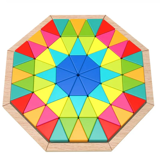 TOOKY TOY Puzzle Ośmiokątne Drewniana Mozaika Edukacyjna (73el.) - zabawki-dla-dziewczynki
