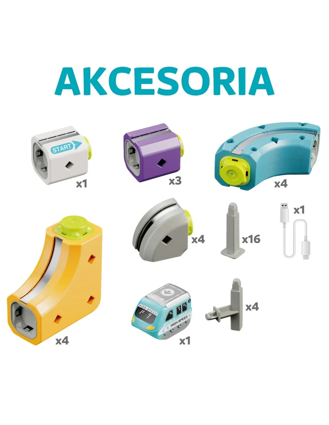 WOOPIE zabawka konstrukcyjna tor kolejowy magnetyczny