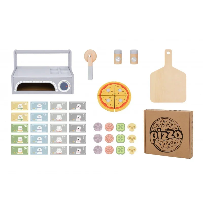 TOOKY TOY drewniany piec do pizzy akcesoria zabawa i nauka - zabawki-dla-dziewczynki