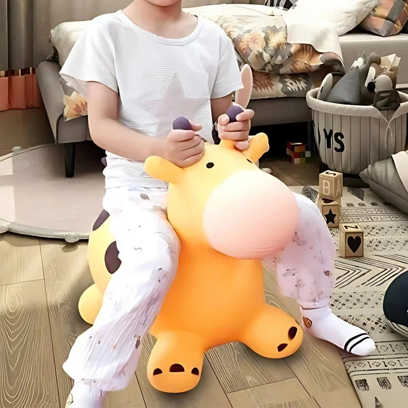 WOOPIE Skoczek Gumowy do Skakania Żyrafa Żółta + Pompka - zabawki-dla-dziewczynki