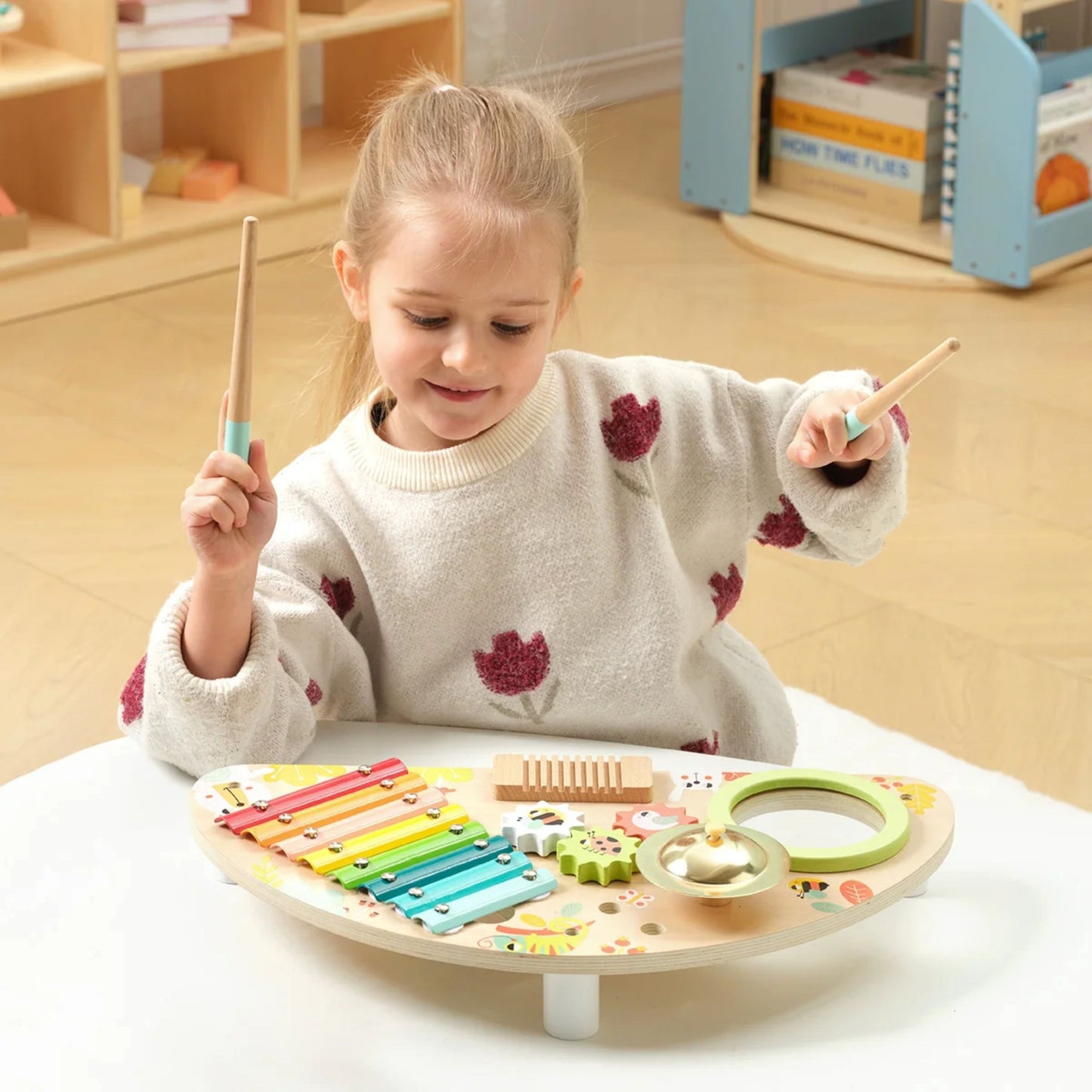9-TOOKY TOY Wielofunkcyjny Instrument Centrum Muzyczne Ksylofon Zębatki Tarka Bębenek Talerz Pałeczki-9