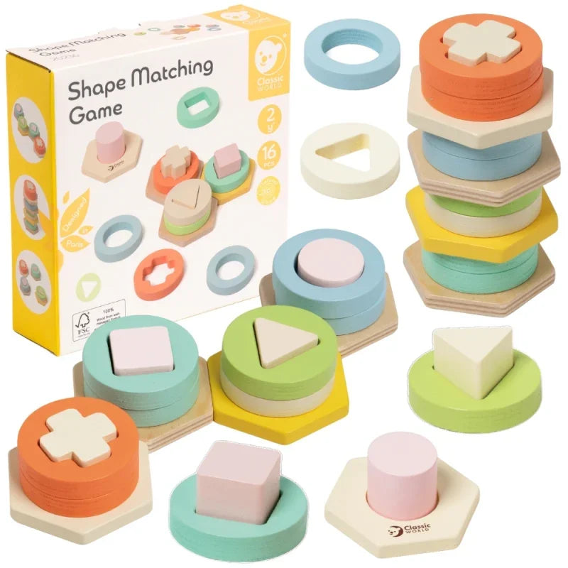 CLASSIC WORLD Sorter Montessori Kształtów i Kolorów Układanka Wieża - zabawki-dla-dziewczynki