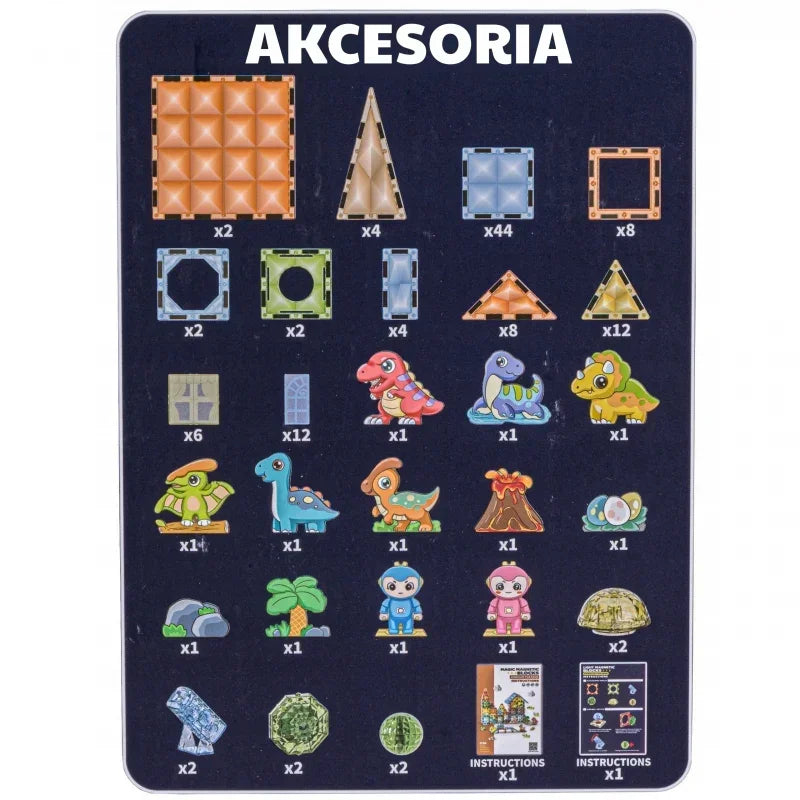 WOOPIE zestaw 124 el. świecące klocki magnetyczne Park Dinozaurów - zabawki-dla-dziewczynki