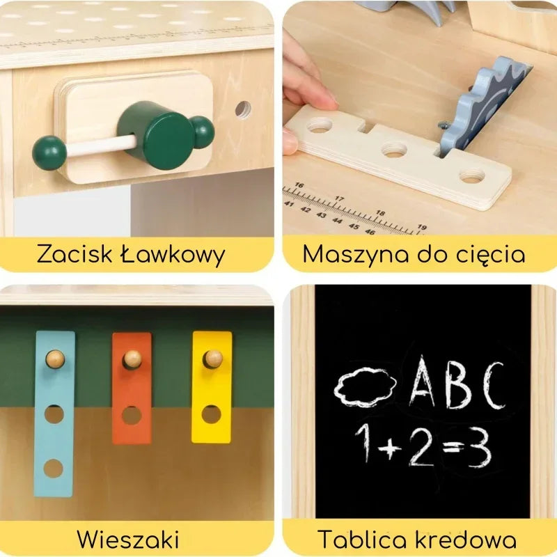 Drewniany warsztat WOOPIE GREEN STEM z narzędziami dla dzieci - zabawki-dla-dziewczynki