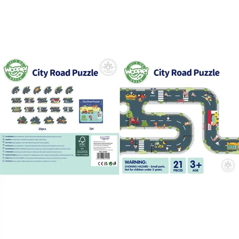 Autostrada puzzle WOOPIE GREEN 21 elementów kreatywna zabawa dla dzieci - zabawki-dla-dziewczynki