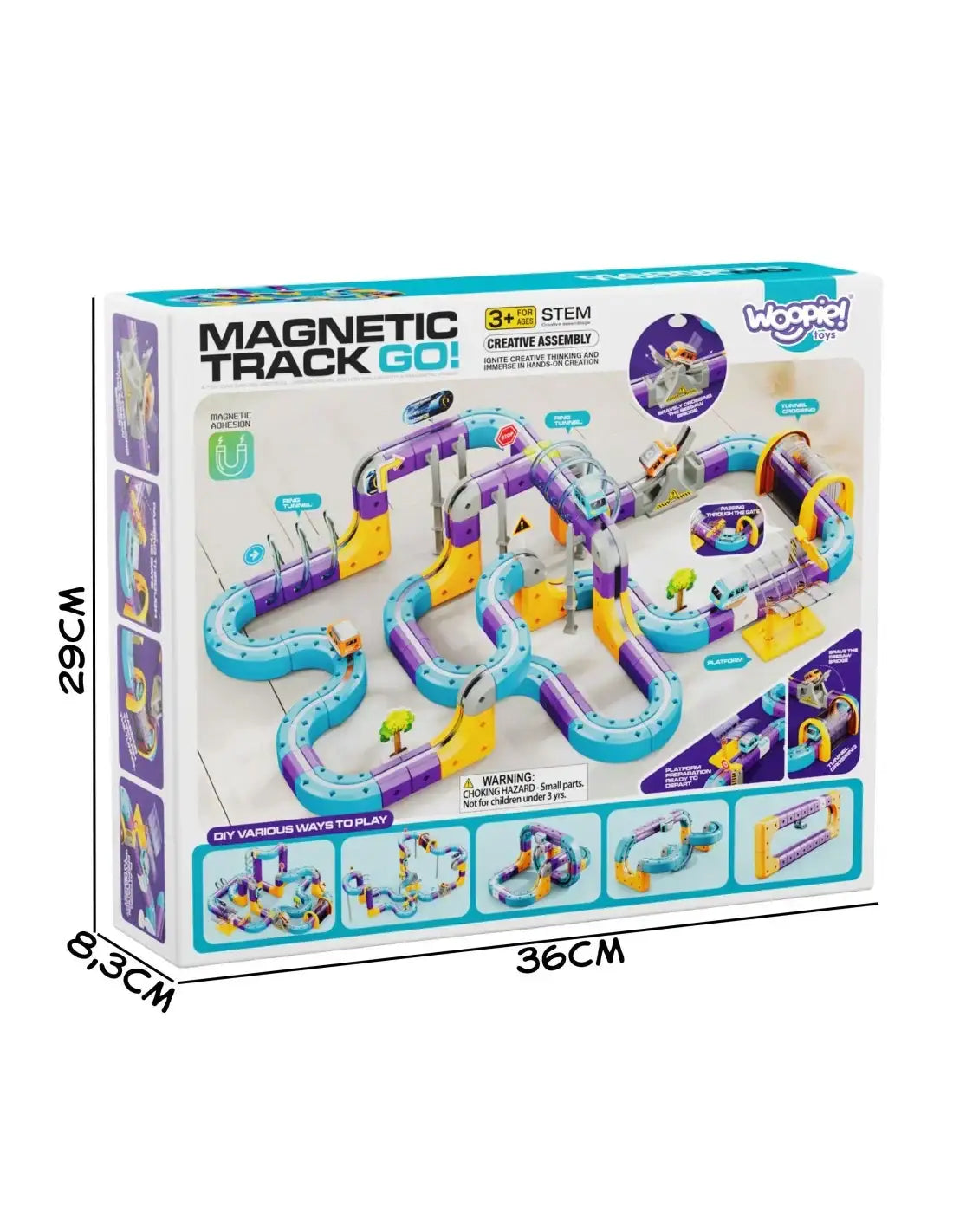 Zabawka konstrukcyjna WOOPIE kolejka magnetyczna 126 el. dla dzieci