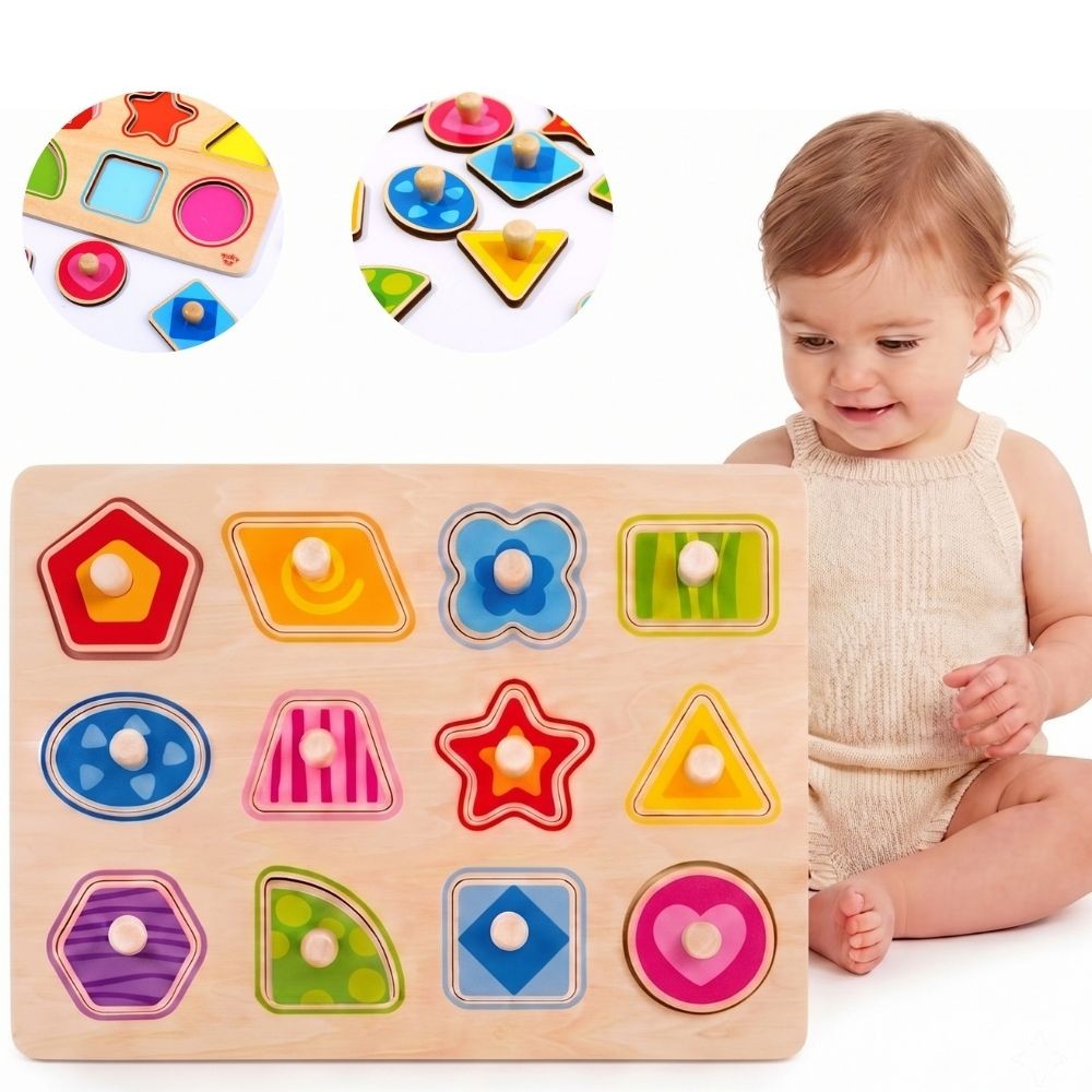 1-TOOKY TOY Puzzle Układanka Montessori Nauka Kształtów z Pinezkami-1