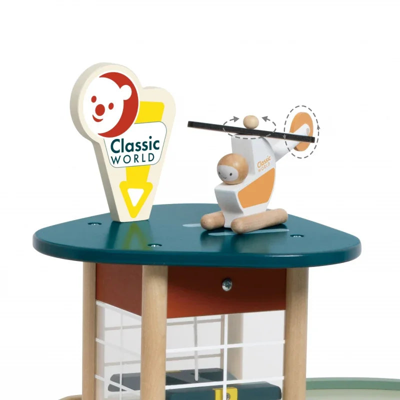 CLASSIC WORLD Wielopoziomowy Parking Auta Helikopter Dystybutor Myjnia + Akc. - zabawki-dla-dziewczynki