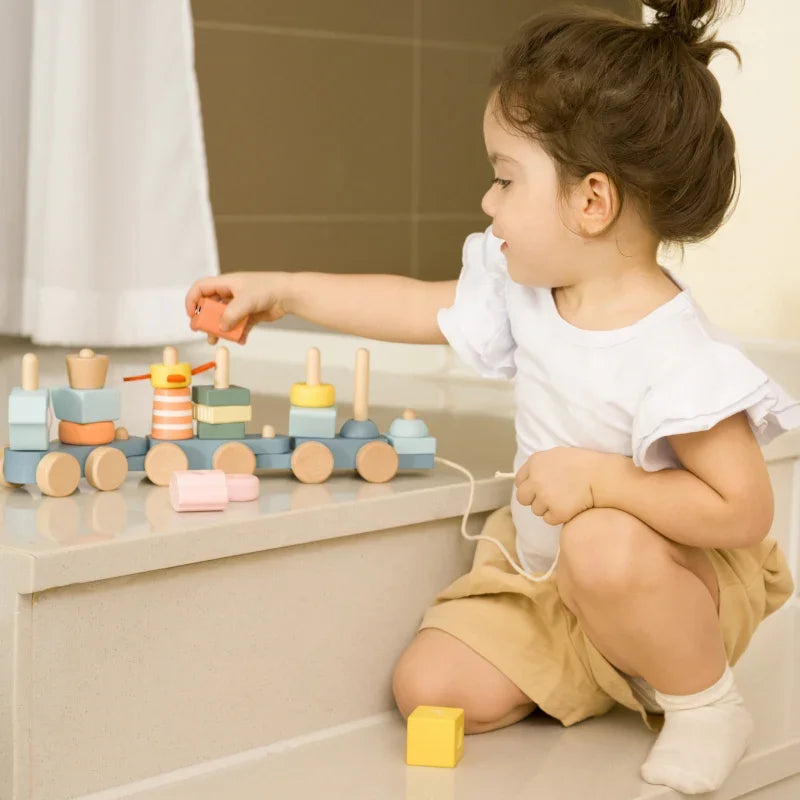 CLASSIC WORLD Montessori Kolejka Ocean Drewniana Układanka - zabawki-dla-dziewczynki