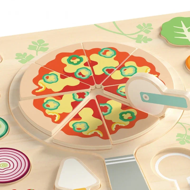 CLASSIC WORLD Drewniana Pizza do Krojenia Układanka Warzywa 22 el. - zabawki-dla-dziewczynki