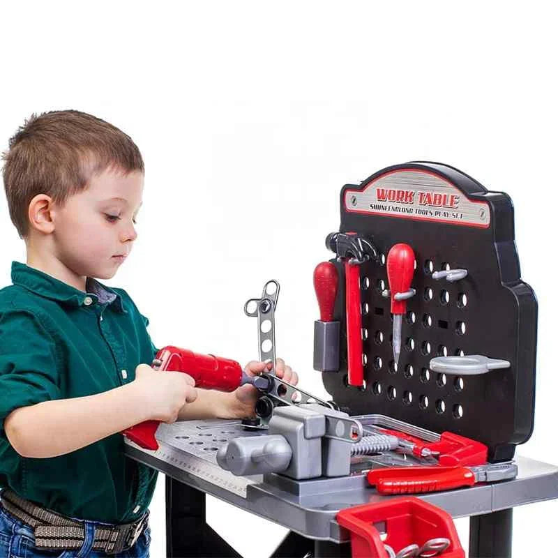 WOOPIE Duży Warsztat z Narzędziami dla Dzieci Zestaw Majsterkowicza Wiertarka Piła Młotek 50 el. - zabawki-dla-dziewczynki