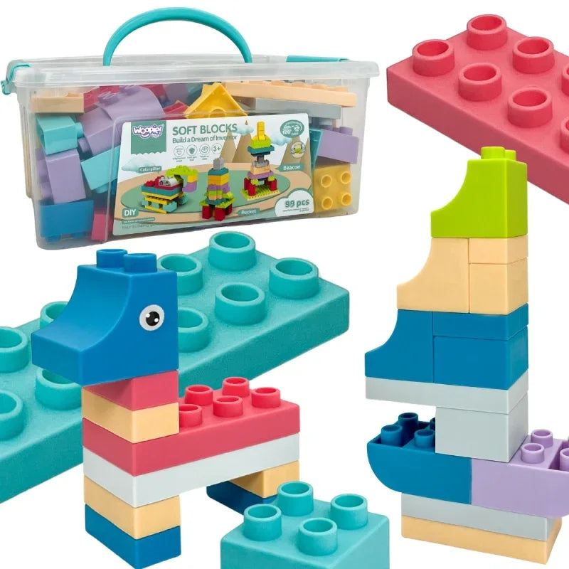 WOOPIE Klocki Soft Blocks Zestaw 99 Elementów w Pudełku - zabawki-dla-dziewczynki