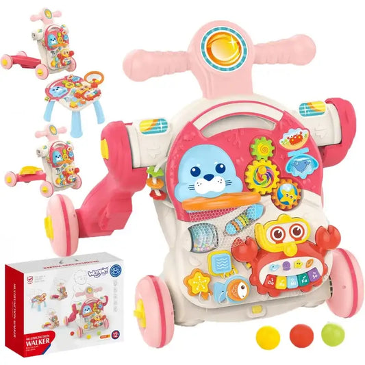 WOOPIE BABY Pchacz Chodzik Stolik Edukacyjny Hulajnoga Jeździk 4w1 - zabawki-dla-dziewczynki
