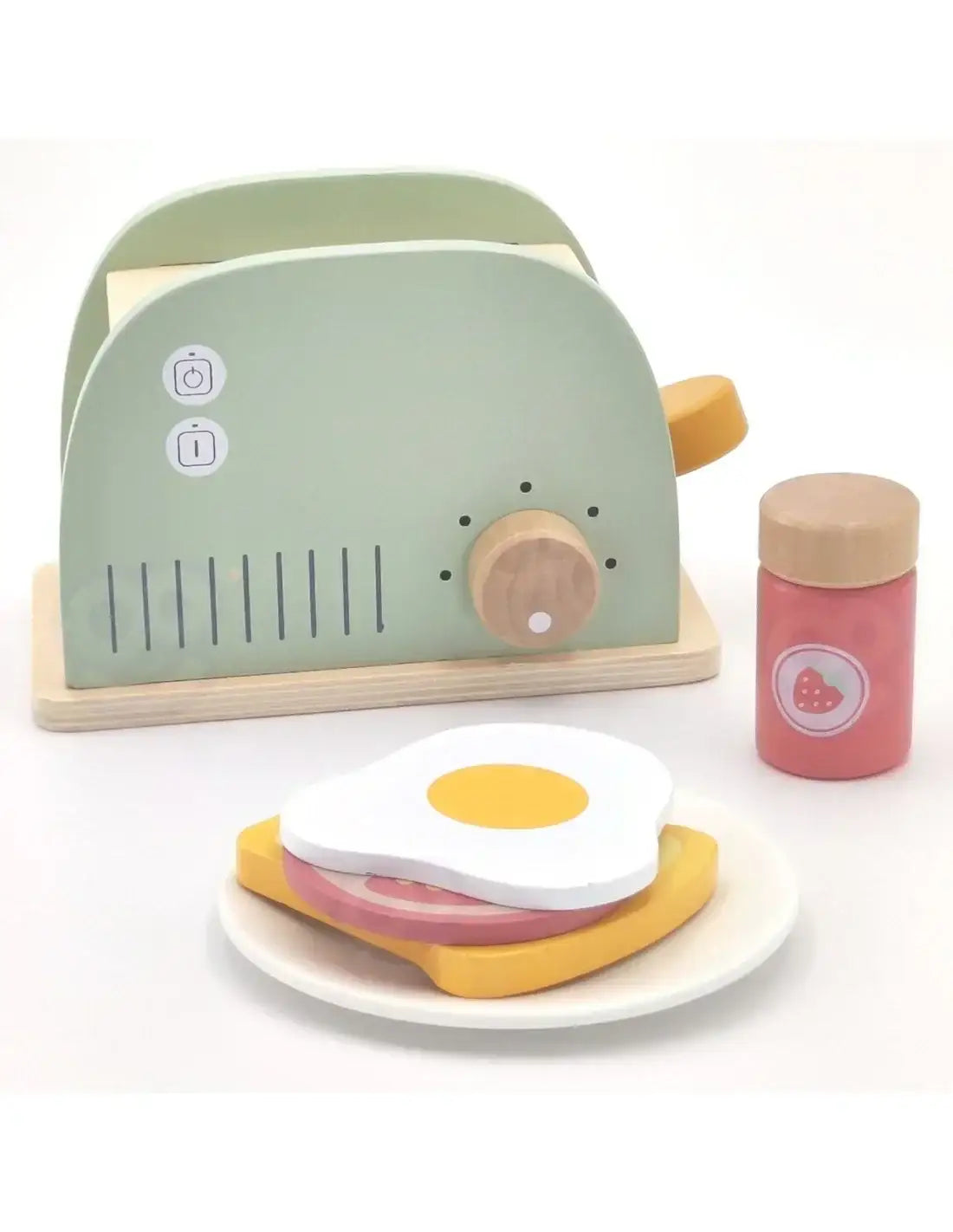 WOOPIE GREEN zestaw kuchenny Montessori drewniany toster śniadaniowy - zabawki-dla-dziewczynki