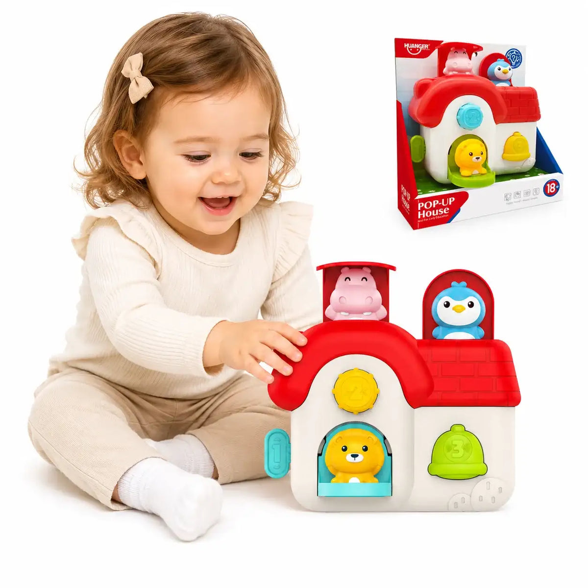 1-WOOPIE BABY Interaktywny Domek Pop-Up Wyskakujące Zwierzątka Zabawka Manipulacyjna 18m+-1
