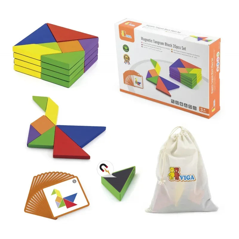 Drewniany tangram VIGA gra logiczna dla dzieci FSC - zabawki-dla-dziewczynki