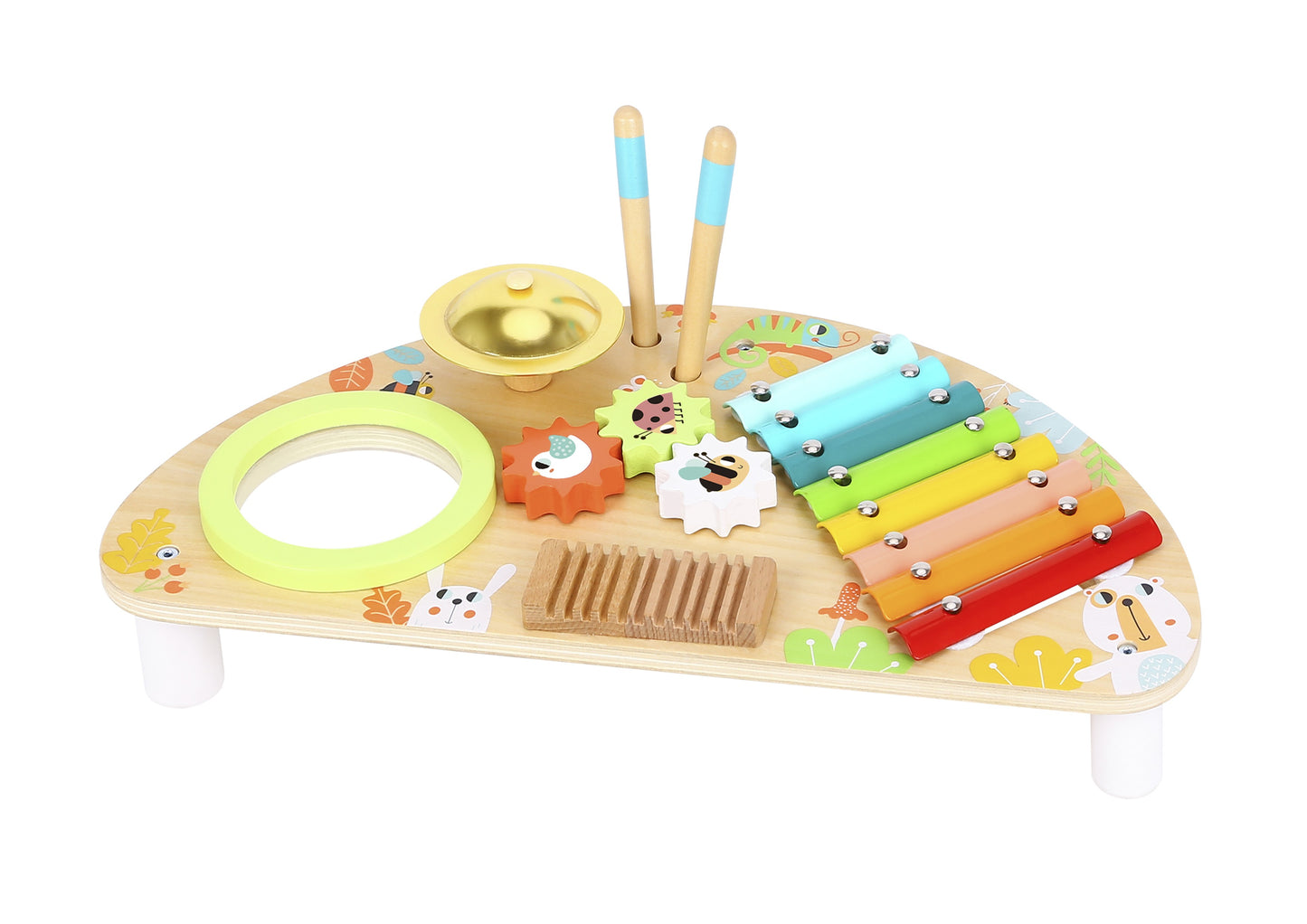 12-TOOKY TOY Wielofunkcyjny Instrument Centrum Muzyczne Ksylofon Zębatki Tarka Bębenek Talerz Pałeczki-12