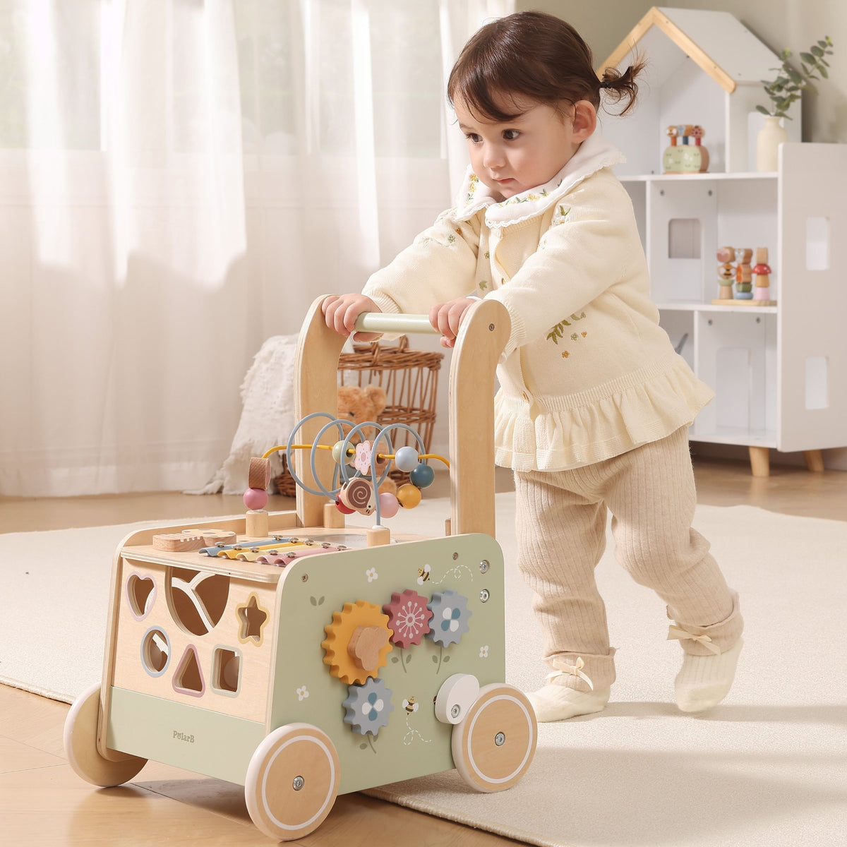 2-VIGA PolarB Drewniany Chodzik Pchacz Edukacyjny Sorter Ksylofon Kostka 12m-2
