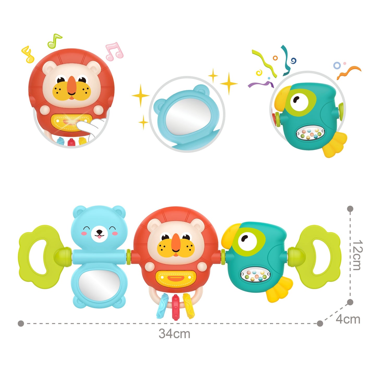 4-WOOPIE BABY Zawieszka Wózka Łóżeczka Sensoryczna Grająca Grzechotka Lusterko 6m+-4