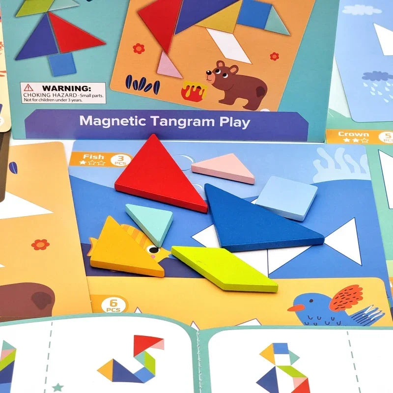 TOOKY TOY Tangram 18 elementów zabawa i nauka kształtów TOOKY TOY Tangram układanka edukacyjna - zabawki-dla-dziewczynki