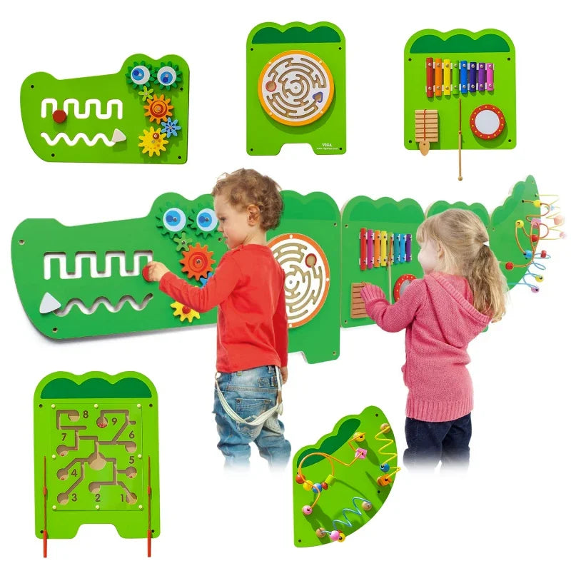 VIGA Tablica Sensoryczna Manipulacyjna Krokodyl Certyfikat FSC Montessori - zabawki-dla-dziewczynki